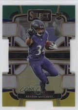 2023 Panini Select Concourse Green & Yellow Prizm Die-Cut Keaton Mitchell 17jf