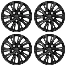 16" Set of 4 Black Wheel Covers Snap On Full Hub Caps fits R16 Tire & Steel Rim