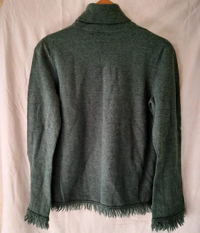 Elena Solano Womens XL 100% Italian Merino Wool Longsleeve Turtleneck Fringe - Image 2 of 4