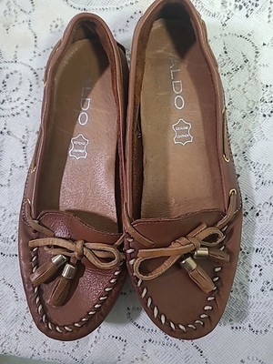 Aldo Womens Sz 5.5 Loafer Shoes Brown Tan Leather Comfort Flat
