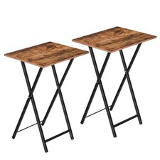 HOOBRO 2 Folding TV Tray Tables, Side Table for Small Spaces, Industrial Style