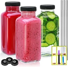 12oz Glass Bottles with lids,juice bottles gifts for women,glass bottles with li