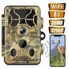 Campark 1296P Wildlife Trail Camera 30MP WiFi Hunting Cam No Glow IR NightVision