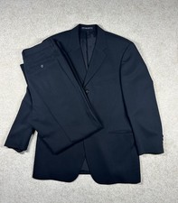 VTG Hugo Boss EINSTEIN/SIGMA 2-Pcs 3 Button Wool Suit Solid Black 42 Pants 32x30