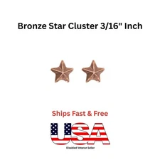 Set of Two 3/16" Inch Bronze Star Attachments for Ribbons or Medals with Prongs