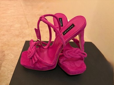HOT PINK SUEDE PLATFORM STILETTO HEELS SIZE 8