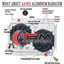 TSM 3 Rows Radiator Shroud Fan Kits for 1959-1968 1967 Chevy Impala EL Camino AT