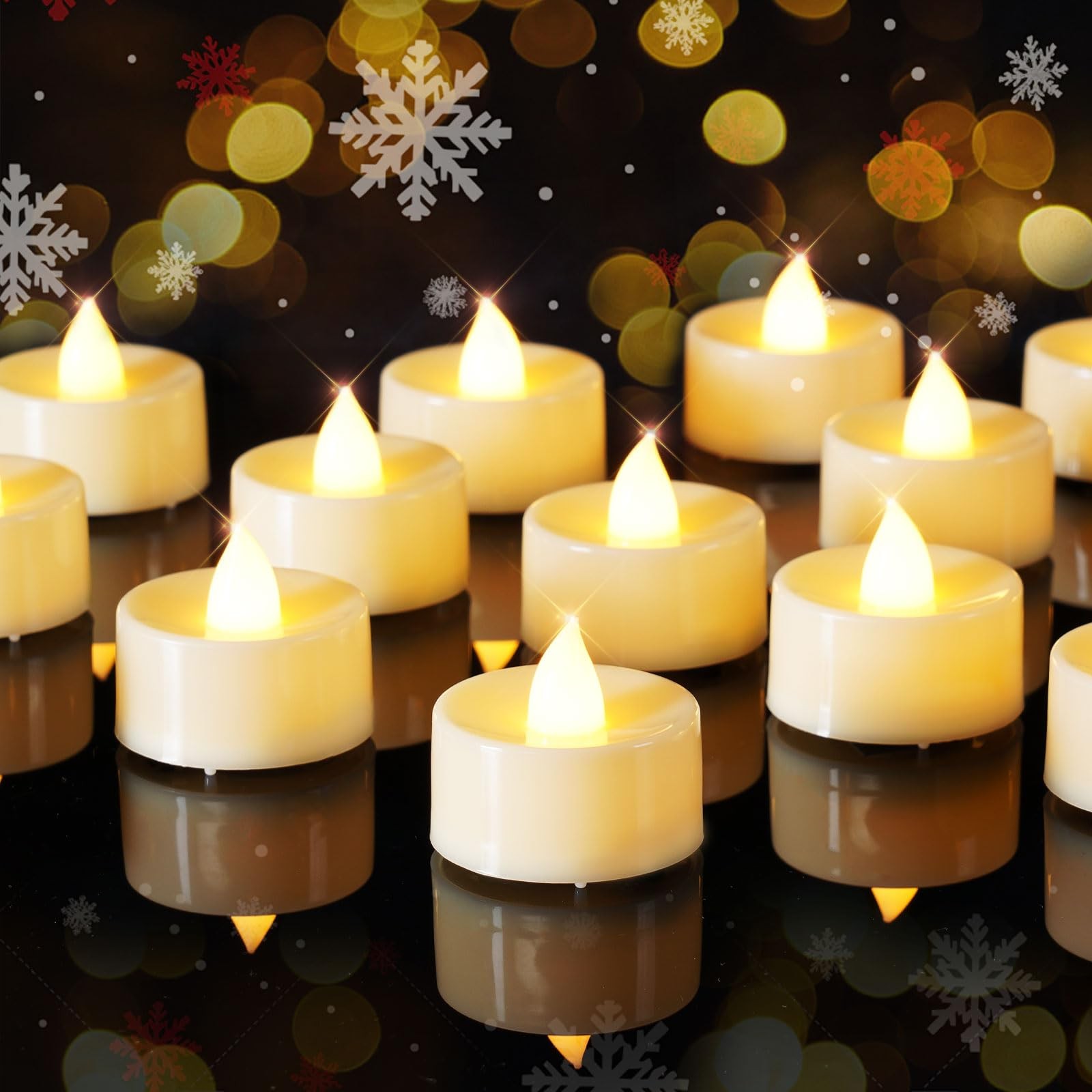 White Tea Lights Battery Operated 50 PCS Electric Votive LED