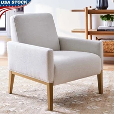 Accent Chair Plush Foam Cushions Webbed Seat Modern Home Decor Stain Resistant
