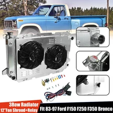 CC1451 3 Row Radiator Shroud Fan For 1985-1997 FORD F150 F250 F350 BRONCO V8