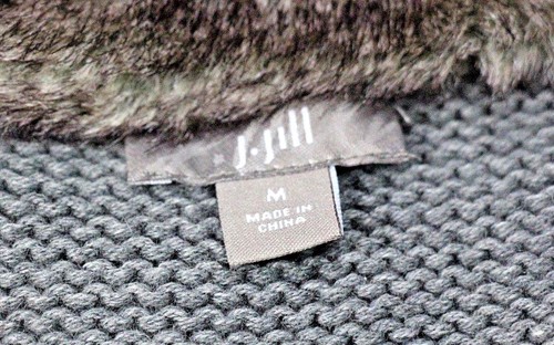 J. Jill Size Medium Gray Knit & Faux Fur V-Neck Angora Blend Sleeveless Sweater - Picture 9 of 9