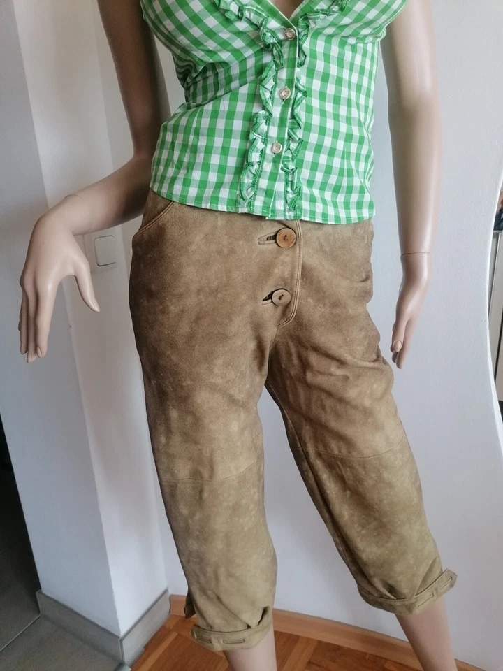 Lederhose Gr. 38 Alt Salzburg Trachten Damen Hose Wiesn Oktoberfest Dult Wildled - Bild 2 von 4