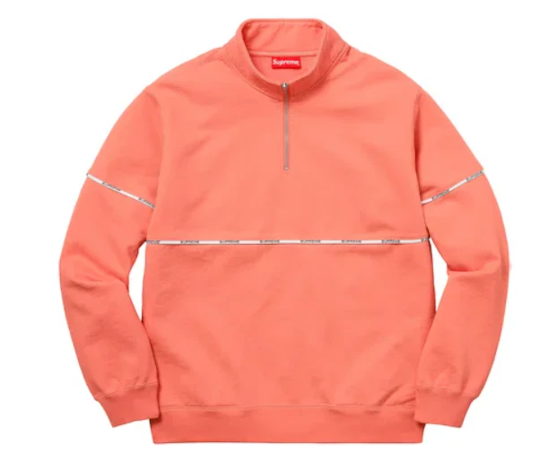 Sweat shirt demi zippé Supreme Logo Piping L Coral SS18