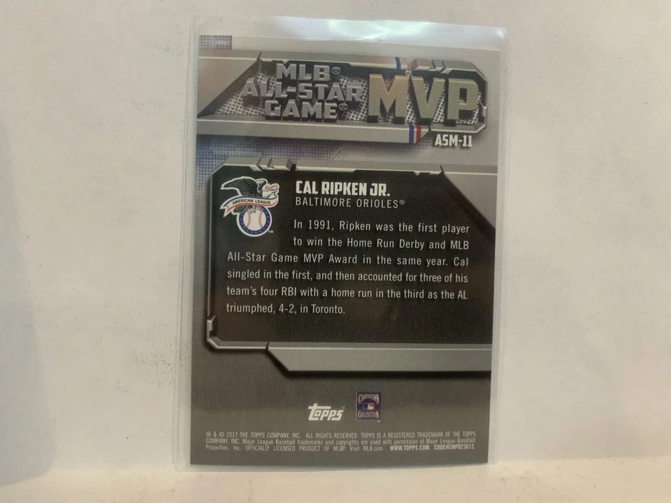 ASM-11 Cal Ripken Jr Baltimore Orioles 2017 Topps Series 2 Baseball Card MZ4 - Image 2 of 2