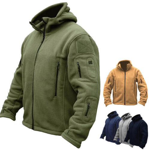 Hot Fleece Jacket Full Zip Army Jackets Hoodies Men Combat Warm Casual Hoody AUS - Picture 5 of 12