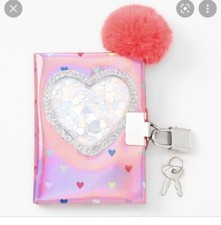 Claire's Rainbow Heart Mini Shaker Purse Diary Valentine?s Day lock keys & pen