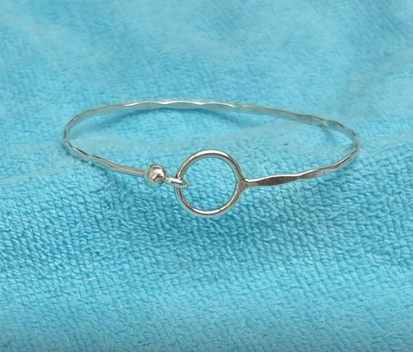 HOOK CLASP BANGLE BRACELET WAVE DESIGN STERLING S… - image 6
