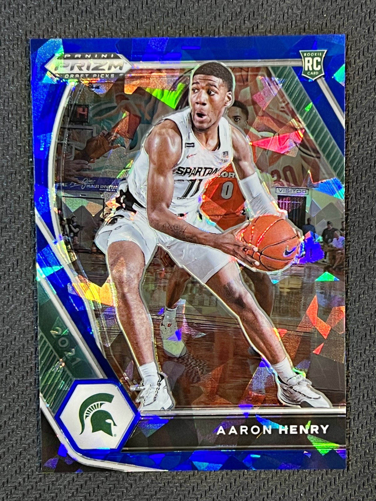 2021 Prizm Draft Basketball Aaron Henry Blue Cracked Ice Rookie RC /99 #48