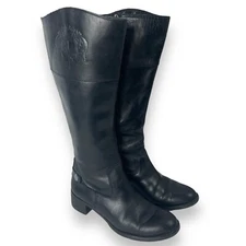 FRANCO SARTO Chipper Black Knee High Side Zip Riding Boots Size 6M SU