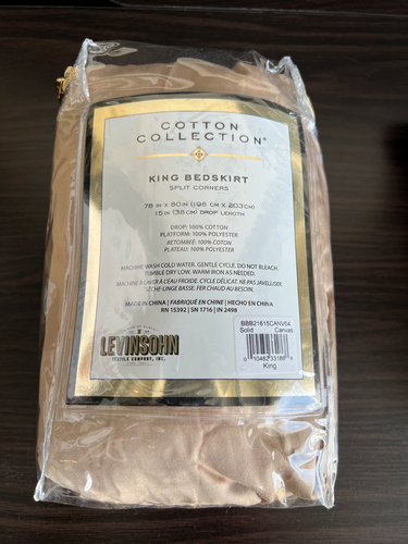 Levinsohn Cotton Collection Canvas Solid King 15 in Drop Tailored Bedskirt - Picture 3 of 4