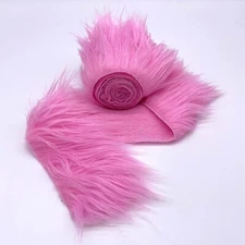 Bubble Gum Faux Fur Fabric Sold By Ribbon Strips (60 " Wide) Pre Cut Fabric
