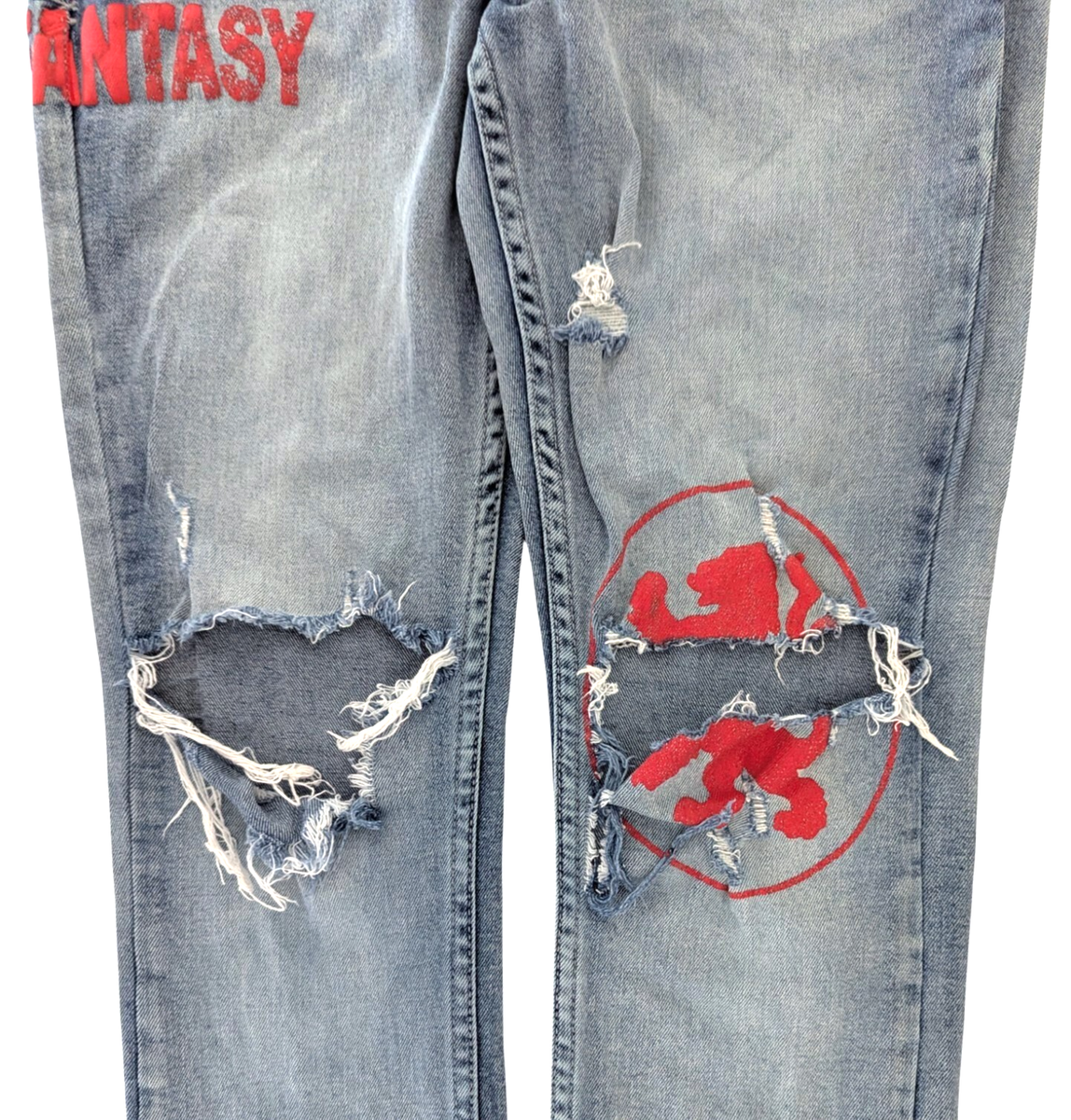 Ksubi Van Winkle Lion jeans 31x31 light blue trashed