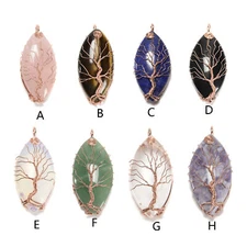Gemstone Tree Pendant Copper Wire Wrap Eye Shape Size 25x60mm Sold Per Piece