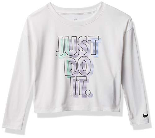 Nike Kinder Mädchen Langarm Grafik T-Shirt (kleine Kinder) weiß 6X kleine Kinder - Bild 1 von 3