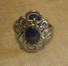 Faux Lapis Ring Silvertone Metal Vintage Size 6 1/4 — photo 5