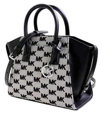 Michael Kors Tasche Schultertasche Avril SM TZ Satchel Logo Schwarz Neu