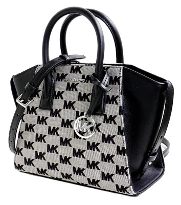 Michael Kors Tasche Schultertasche Avril SM TZ Satchel Logo Schwarz Neu - Bild 1 von 4