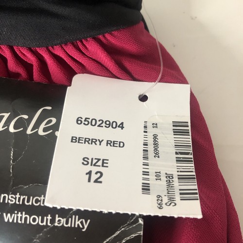 Miraclesuit Ruched Draped Women's 12 One Piece Swimwear Berry Red NWT Vacation - Picture 8 of 13