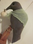 Halloween Black Crow on Wood Stand Fall, Hand Made Folk Art Stuffed Cheesecloth — photo 3