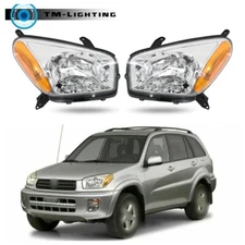 For 2001 2002 03 Toyota RAV4 Halogen Headlights Assembly Chrome Right&Left Side