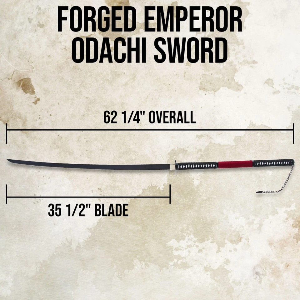 Espada forjada Emperador Odachi, hoja de acero al carbono, vaina negra, 62 1/4" en general Foto 2 de 4