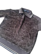 VTG Y2K Coronet Casuals Top Mens Medium Brown Chenille Collared Grunge 70s 80s