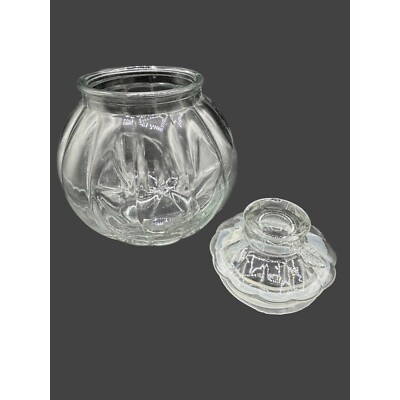 Vintage Libbey Glass Pumpkin Lidded Jar Jack o Lantern , Halloween Apothecary Se