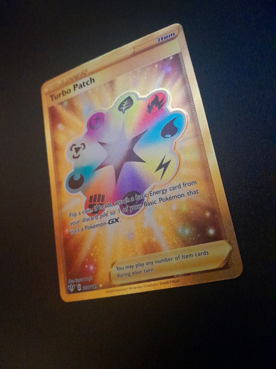 gold turbo patch pokemon card POKMON Sword&Shield Darkness Ablaze NM Secret GOLD Rare #200/189 Turbo Patch