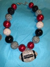 NFL Shaped Football Pendant Beaded Necklace