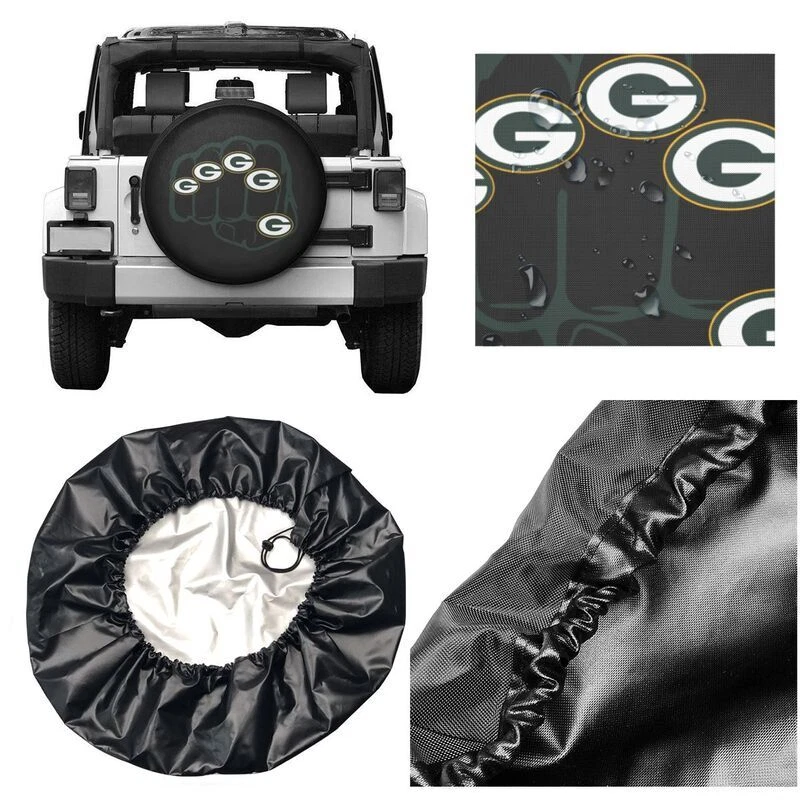 Green Bay Packers Auto Car Tire Cover Fist Print Spare Tire Cover