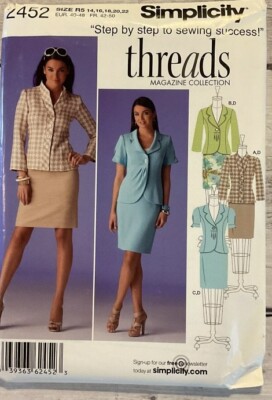 Simplicity 2452 Sewing Pattern Suit Jacket Coat Pencil Skirt Miss Sz 14-22 UNCUT