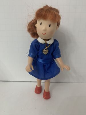LLC 1999 7'' Madeline's friend Eden Doll Blue Dress Gold Heart Necklace