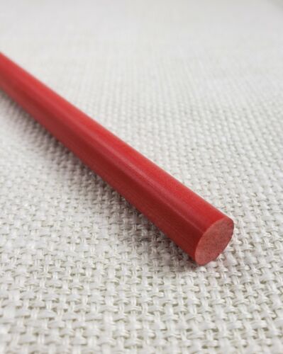 Red G10 .250" Dia. Rod x 12" Knife / Gun Handle Pins G-10 / FR4  Pin stock - Afbeelding 1 van 6