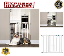 Baby Gate With Pet Door Dog Cat Child Safety Extra Wide Walk Thru Fence Guard