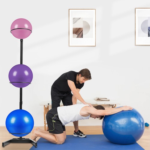 Stability Ball Rack Exercise Ball Stand Gym Ball Storage Stand 3 Balls Capacity - Picture 5 of 12