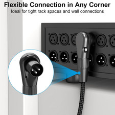 Right Angle XLR Cable Adjustable-Angle Male to Straight Female 1FT 90 Degree Mic