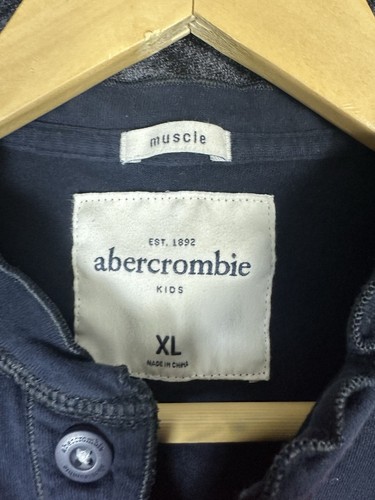Abercrombie & Fitch T-Shirt Jungen XL blau rot gestreift langarm 1/4 Knopf Kinder - Bild 3 von 6