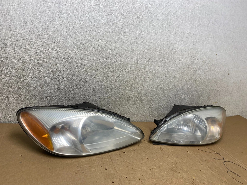 2000 to 2007 Ford Taurus Left+Right Side Set Halogen Headlights Oem U9934 DW - Image 3 of 4