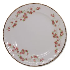 Pope Gosser Florence Bread Plate 6 1/8" Roses Gold Scalloped USA Vintage 1940's