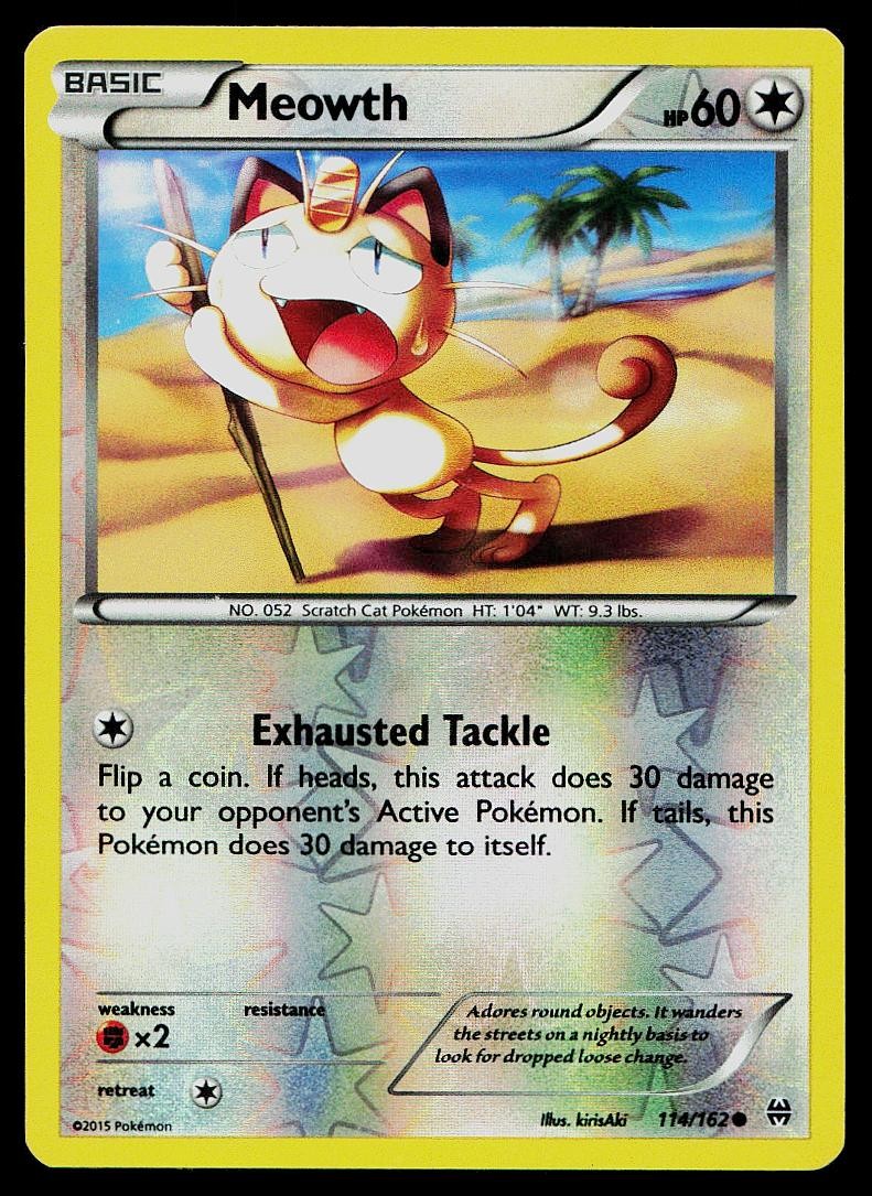 Pokemon Card BREAKthrough Meowth 114/162 Common Reverse Holo
